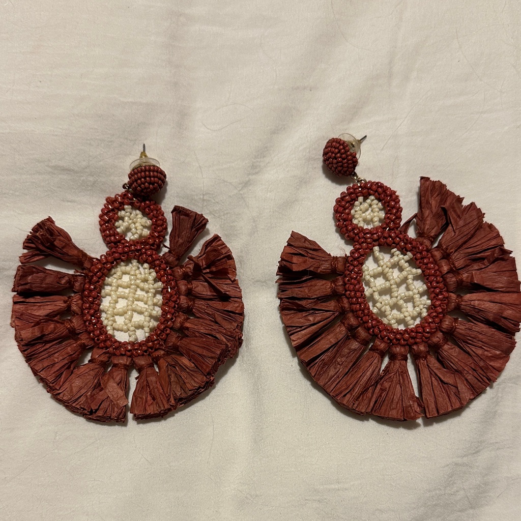 Handcrafted Brown Beaded Earrings 15$